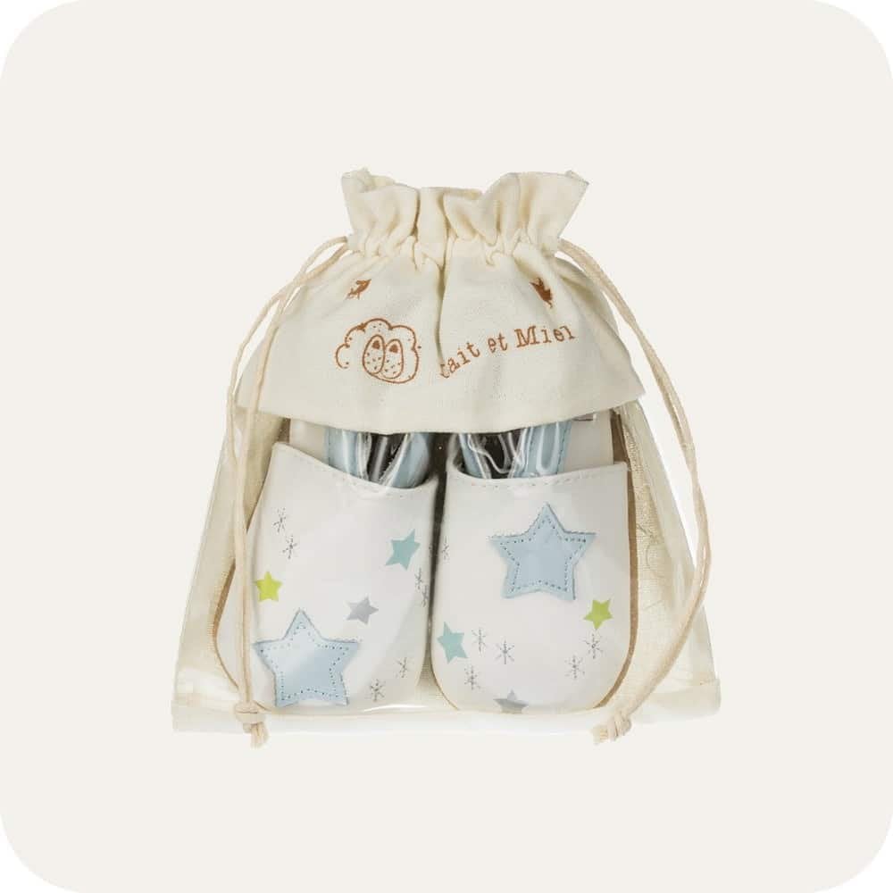 Chaussons bébé cuir souple Ciel polaire