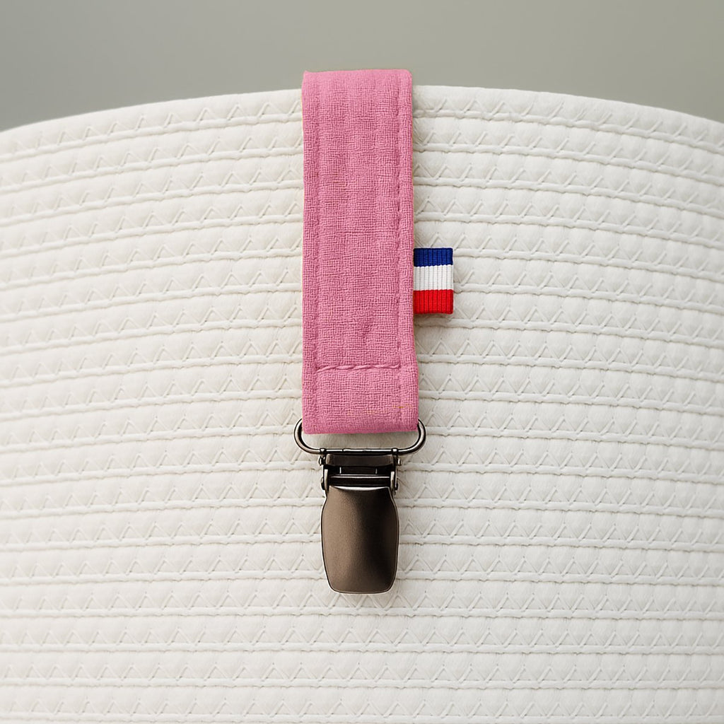 Attache-Tétine en Coton Bio – Teddy Rose