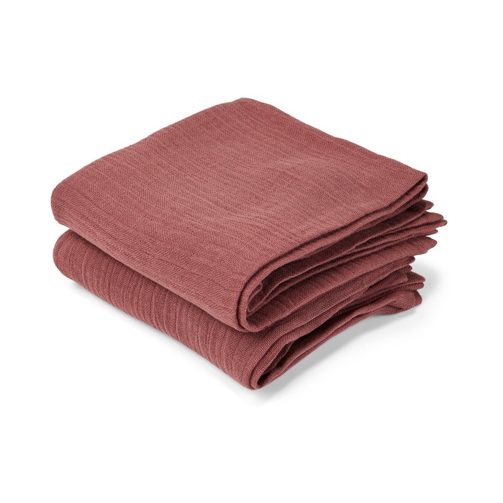 Lot de 2 langes en mousseline biologique – Bao Acajou