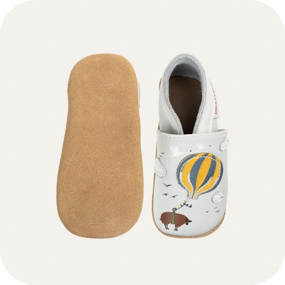 Chaussons bébé en cuir souple – Montgolfière