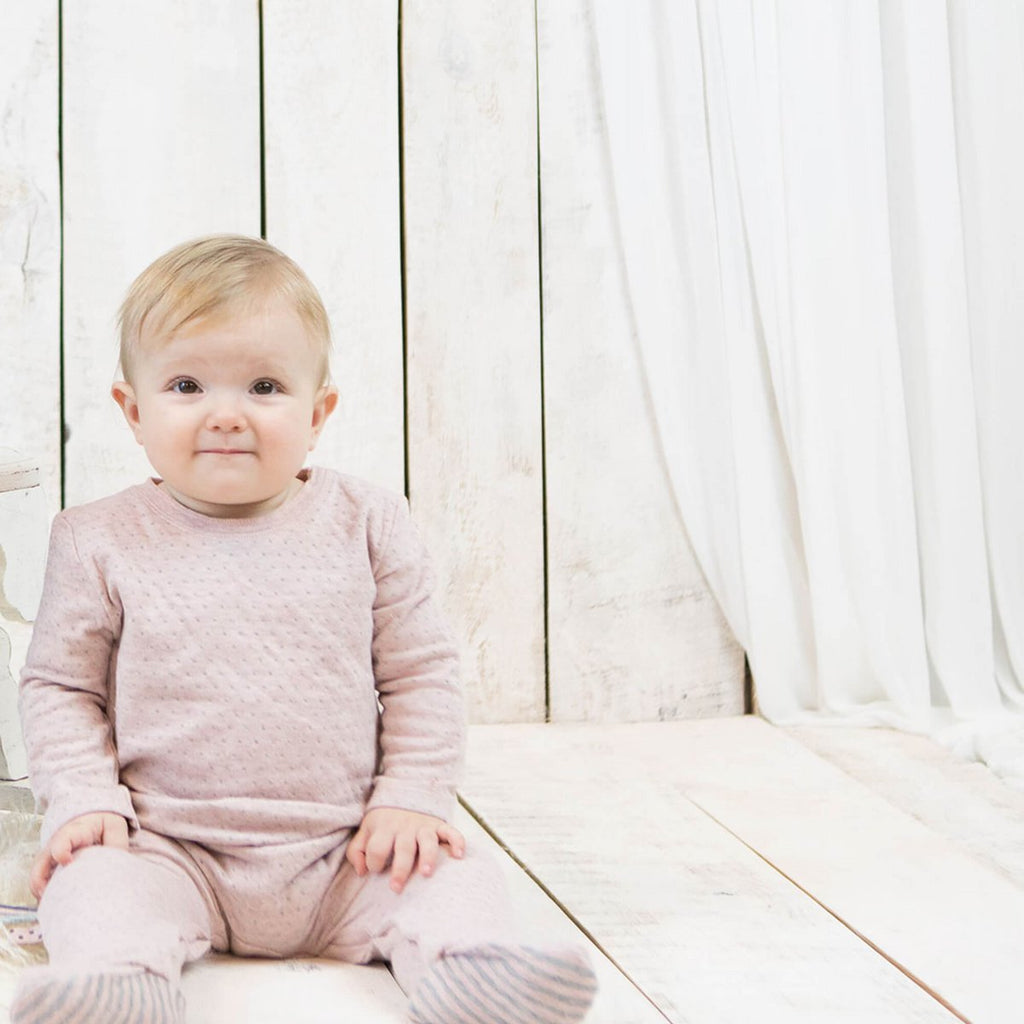 Pyjama Une-Pièce en Coton Bio - Rose mélangé