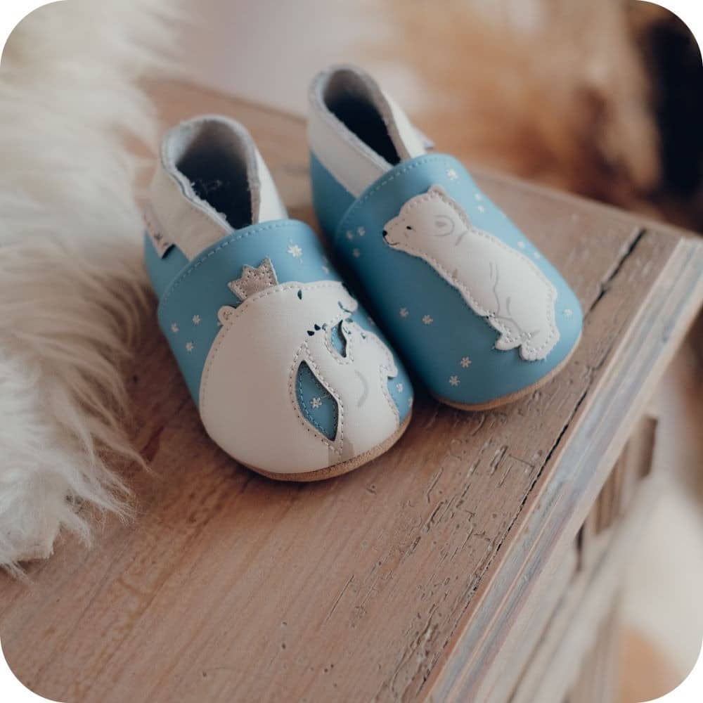 Chaussons bébé en cuir souple – Câlin d’ours